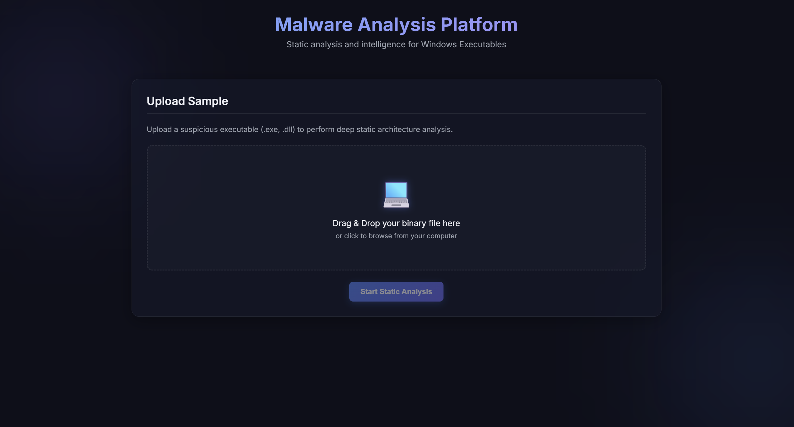 Malware Analysis Platform Screenshot